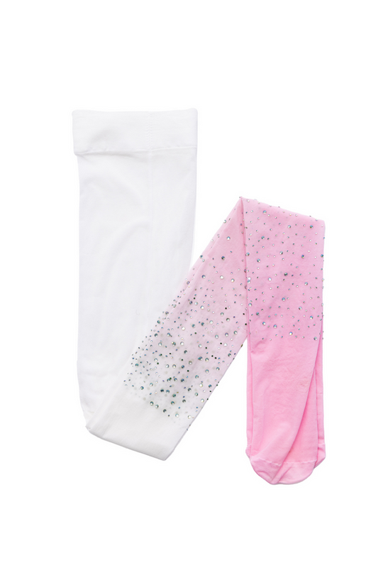 Rhinestone Tights Ombre Pink/White