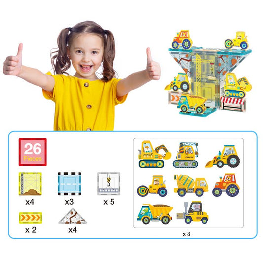 26pc Magnetic Build Tiles Playset