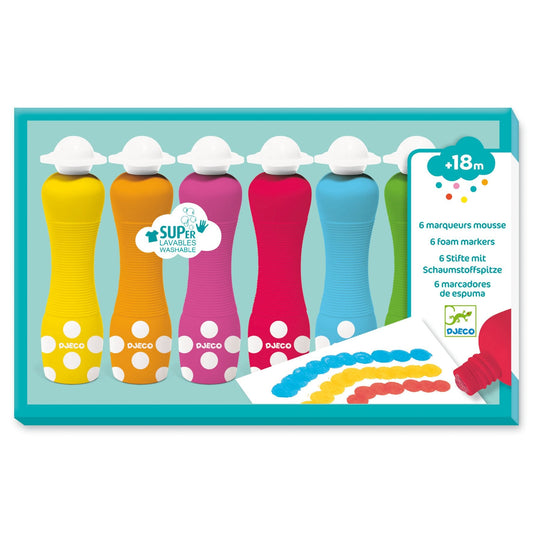 6 Foam Markers for Little Hands