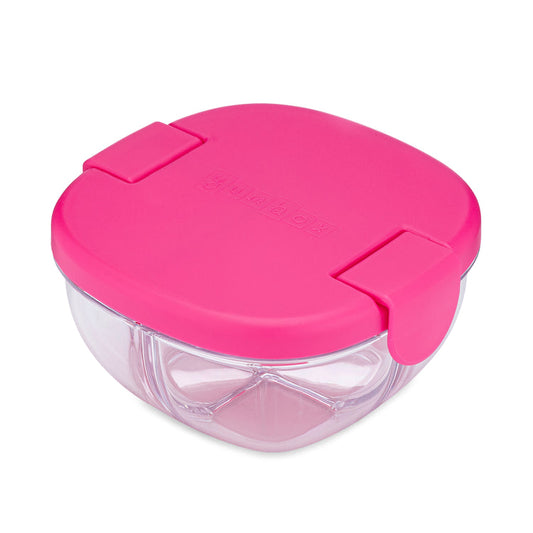 Leakproof Snack Bowl with 3 Compartments Raspberry Pink