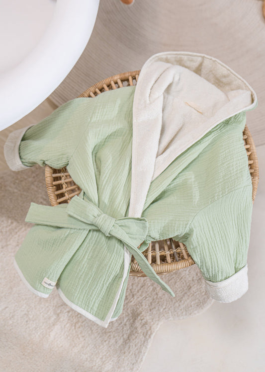 100% Organic Cotton Bathrobe - LIGHT SEAFOAM