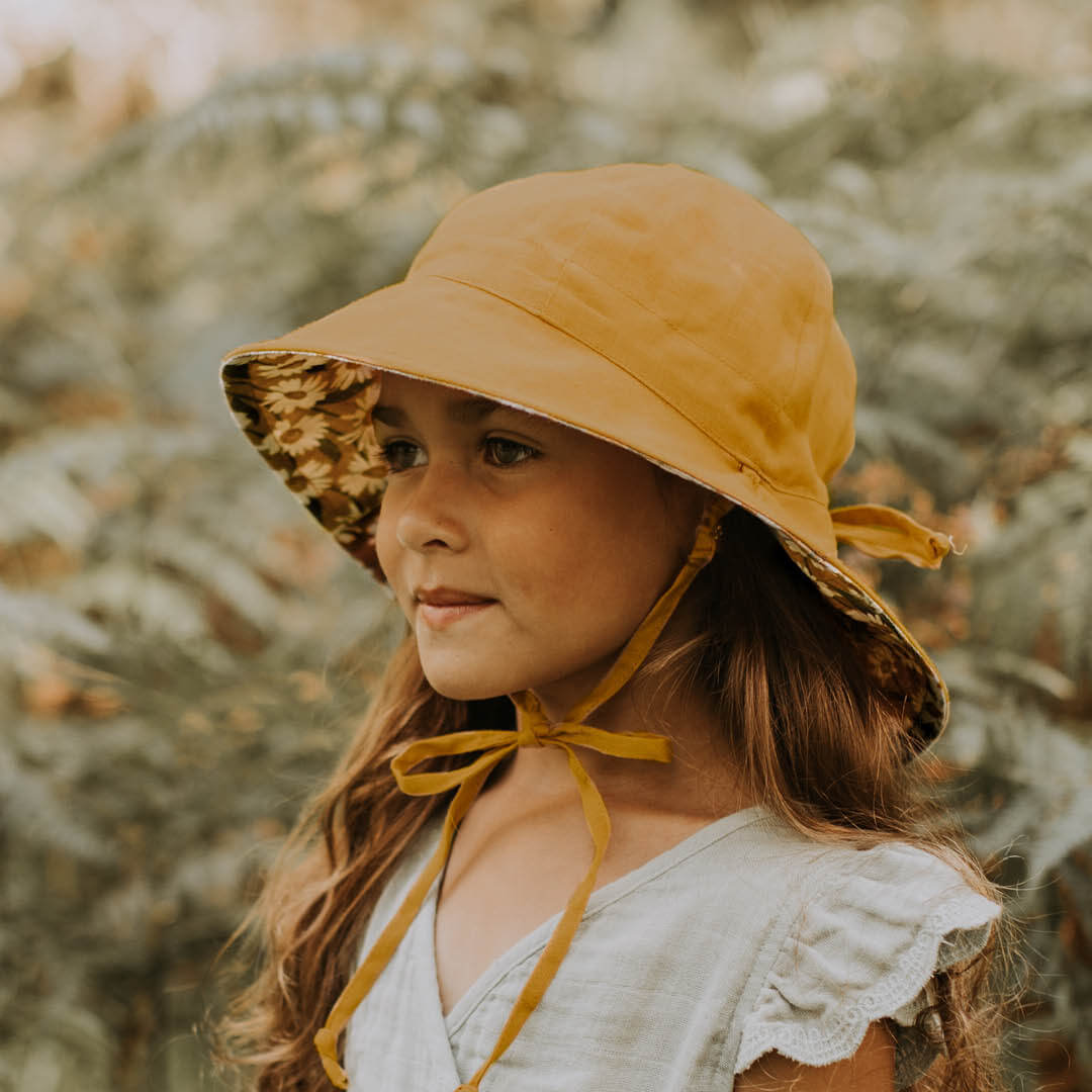Girls Reversible Sun Hat - Maggie / Maize