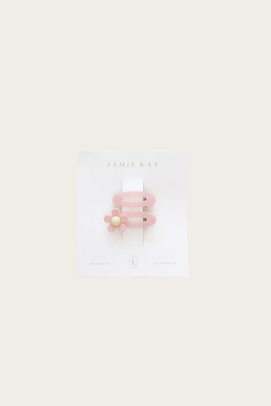 Velvet Flower Clip - Peachy
