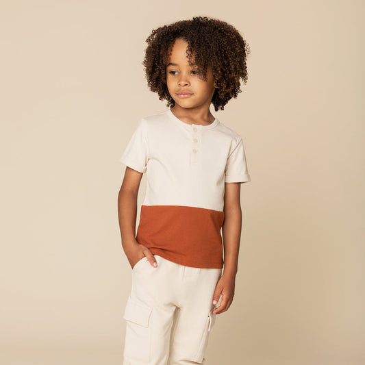Sandstone Color Block Boy's Henley