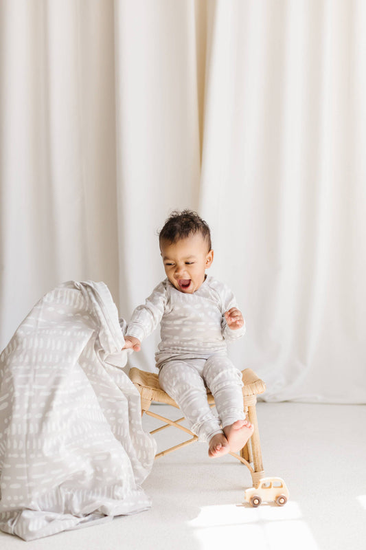 2-Pc Pajama Set In TENCEL™ - Grey Mudcloth