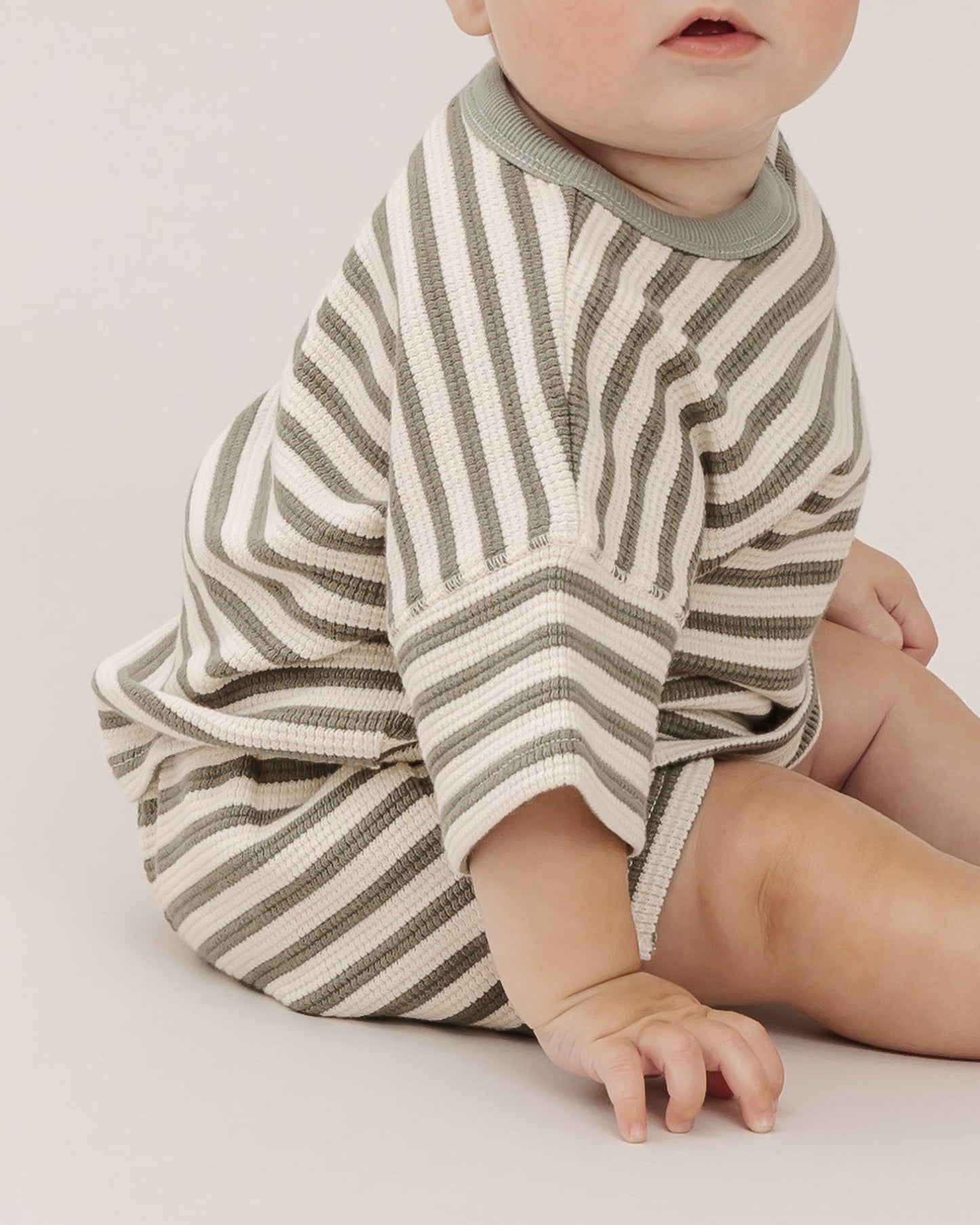 WAFFLE TEE + SHORT SET | SPRUCE STRIPE
