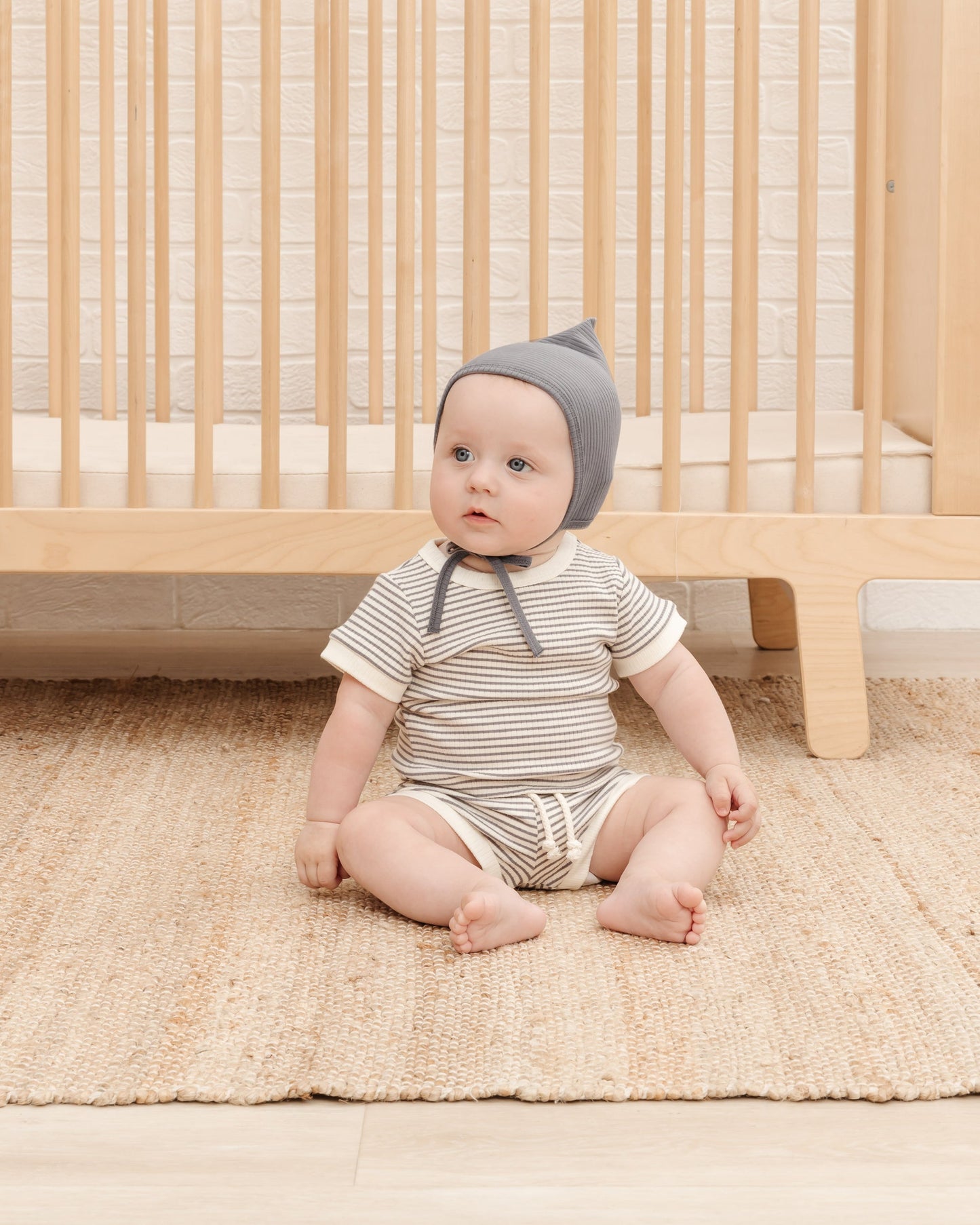 RIBBED SHORTIE SET | INDIGO STRIPE