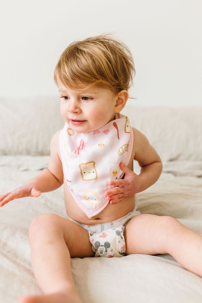 Muslin Bandana Bib Set - Breakfast Pink