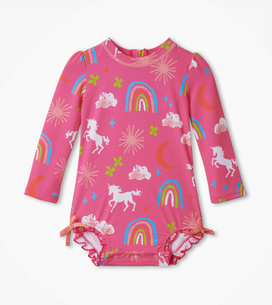Unicorns & Rainbows Baby Rashguard Swimsuit