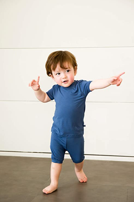 VAENAIT BABY Short Soft Shirring Cool Pajamas 2pcs Set Navy