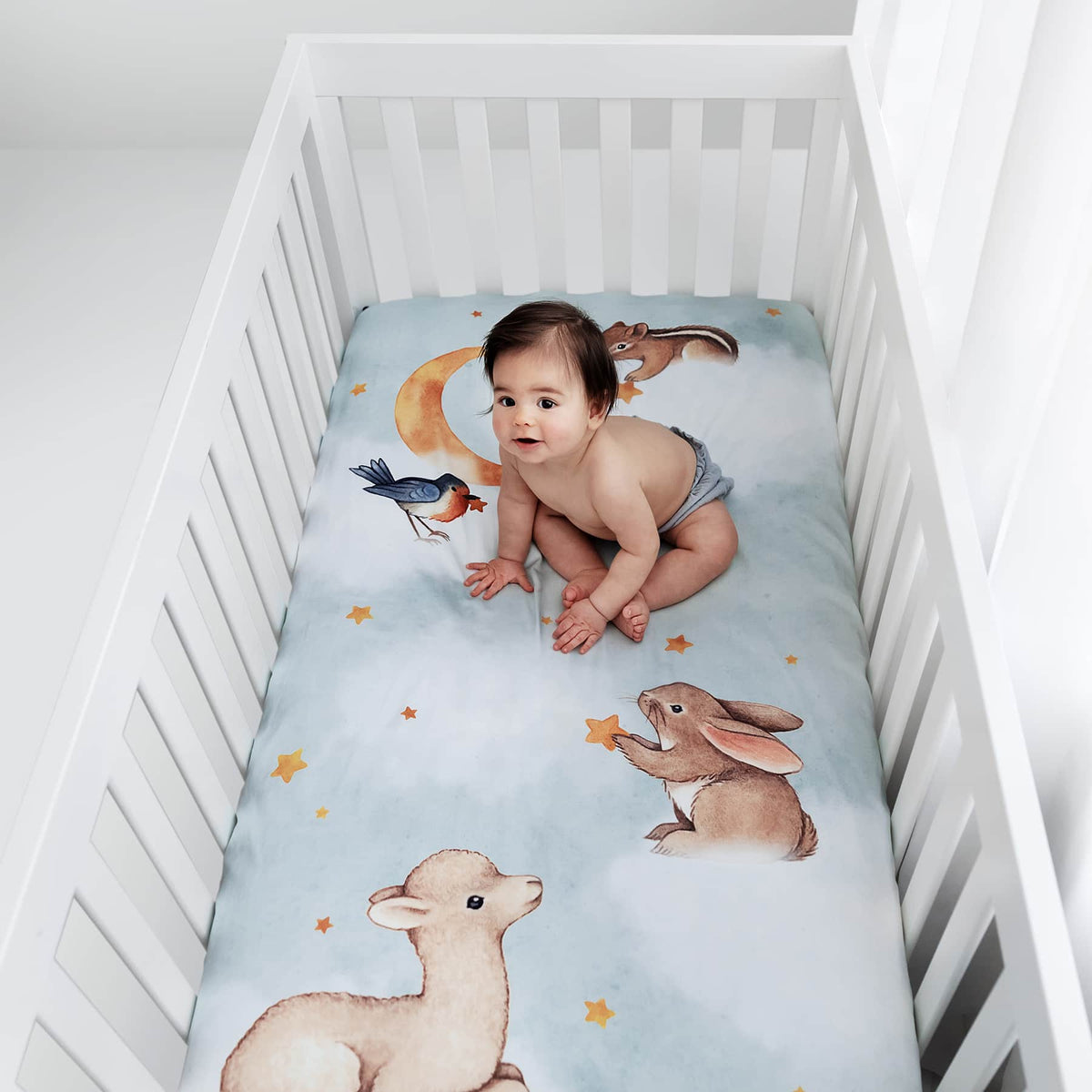 Cotton Sateen Crib Sheet - Goodnight Wonderland