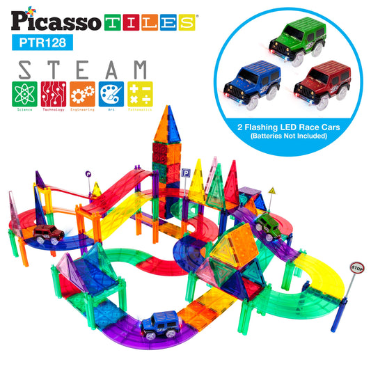 128 Piece Race Track Set with 3 Led Cars