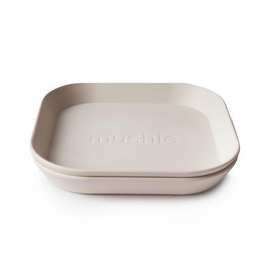 Square Dinnerware Plates, Set of 2 (Ivory)