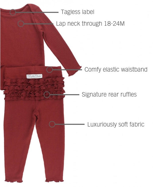 Rosewood Snuggly 2pc Ruffled Pajamas
