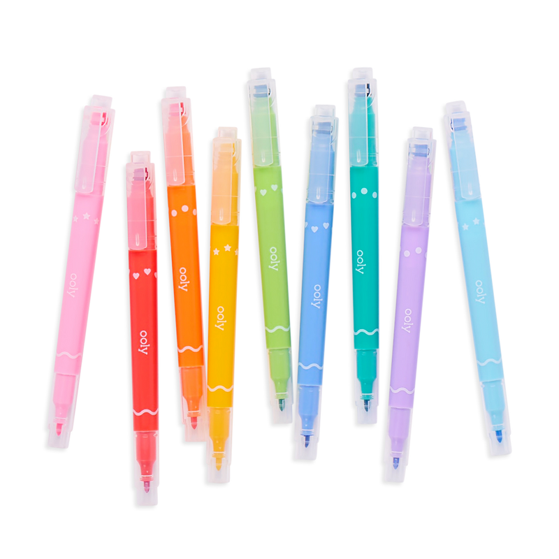 Confetti Stamp Double-Ended Markers - Set of 9