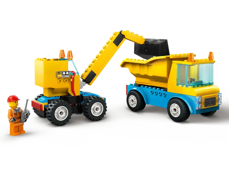 60391 Construction Trucks and Wrecking Ball Crane