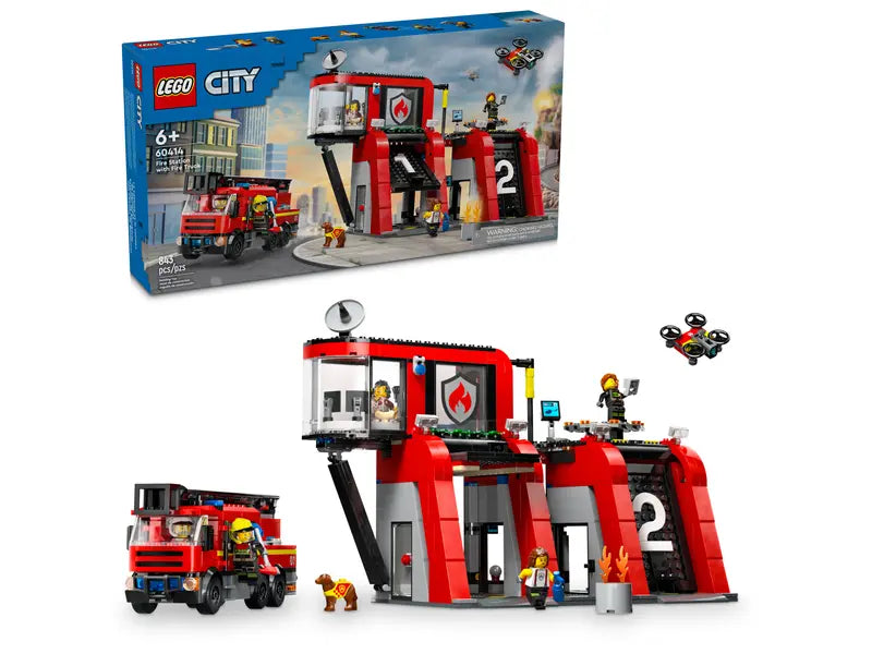 60414 Fire Station with Fire Truck