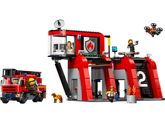 60414 Fire Station with Fire Truck