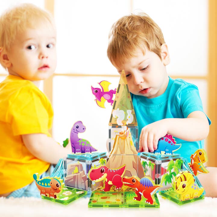 26pc Magnetic Tile Dino Theme Construction Block Set