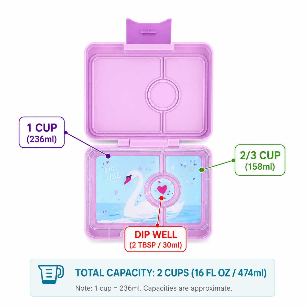 Snack Size Bento Lunch Box · Ami Purple Swan Tray
