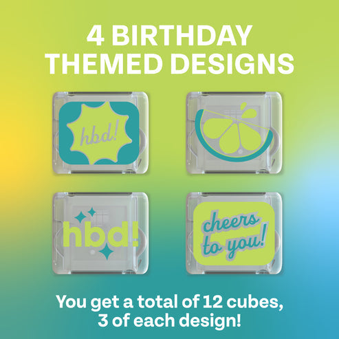 Glo Cubes Birthday Themed 12 Pack