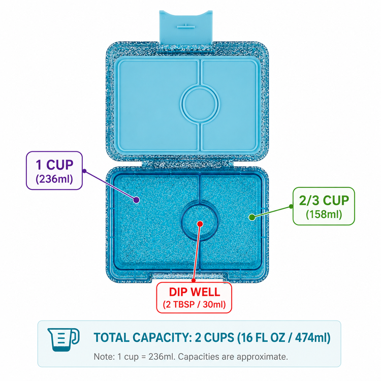 Snack Size Bento Lunch Box · Twinkle Teal Glitter