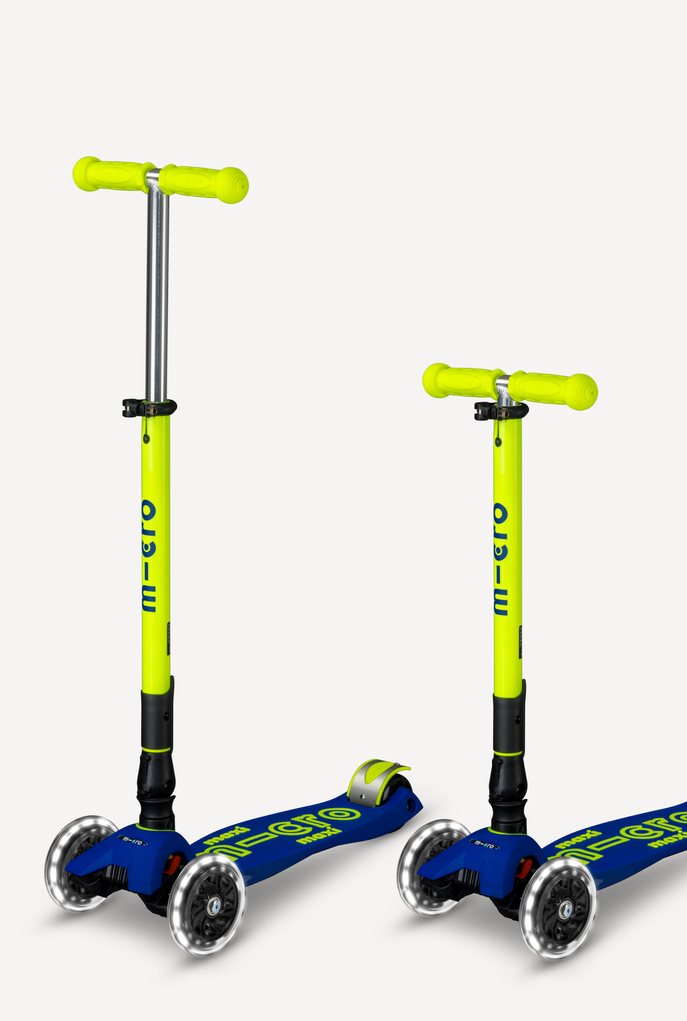 Micro Maxi Foldable LED Scooter  Neon Canary Yellow/Blue
