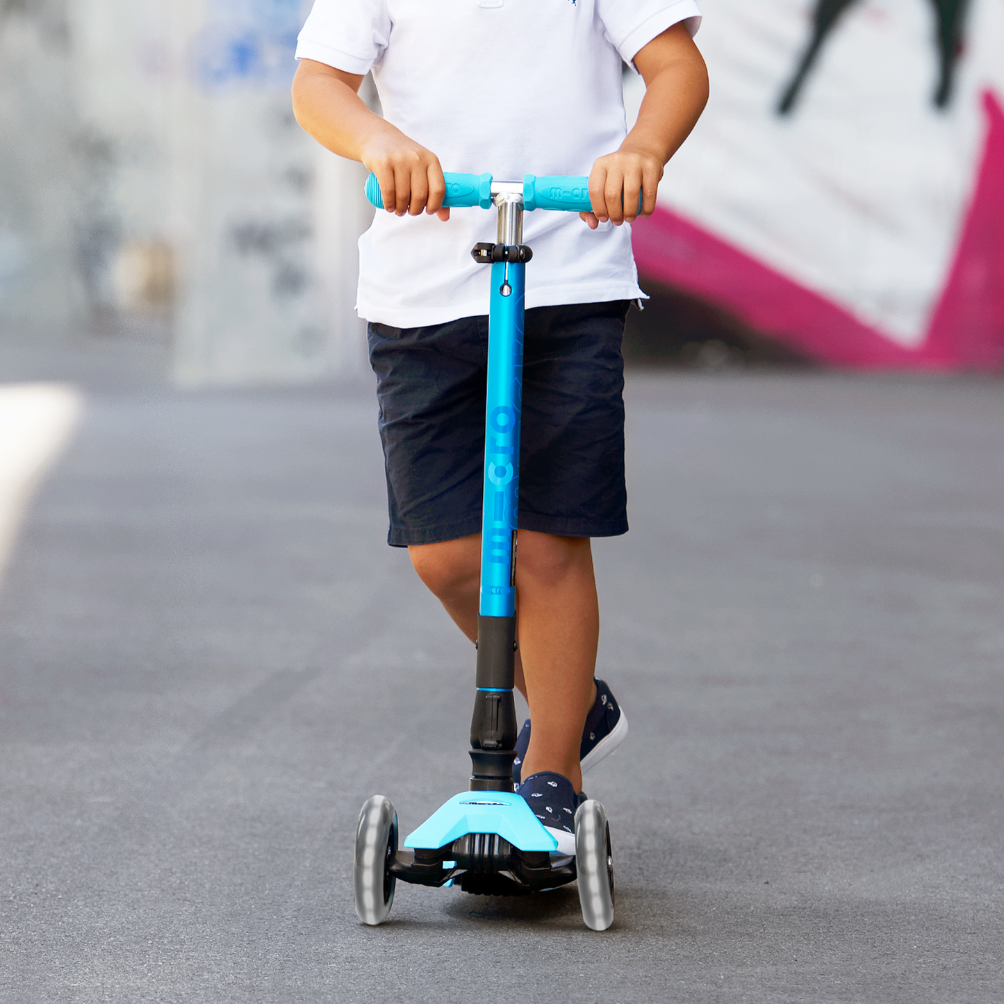 Micro Maxi Foldable LED Scooter Bright Blue