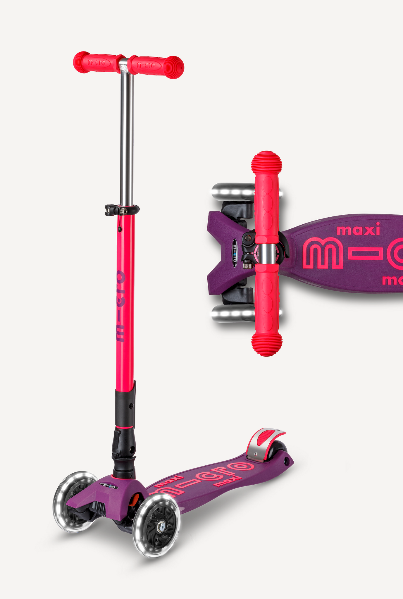 Micro Maxi Foldable LED Scooter Neon Ultra Pink/Purple