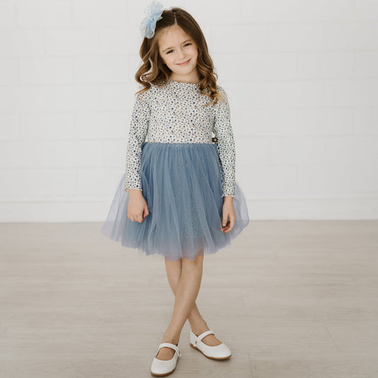 VINTAGE FLOWER TUTU DRESS Blue