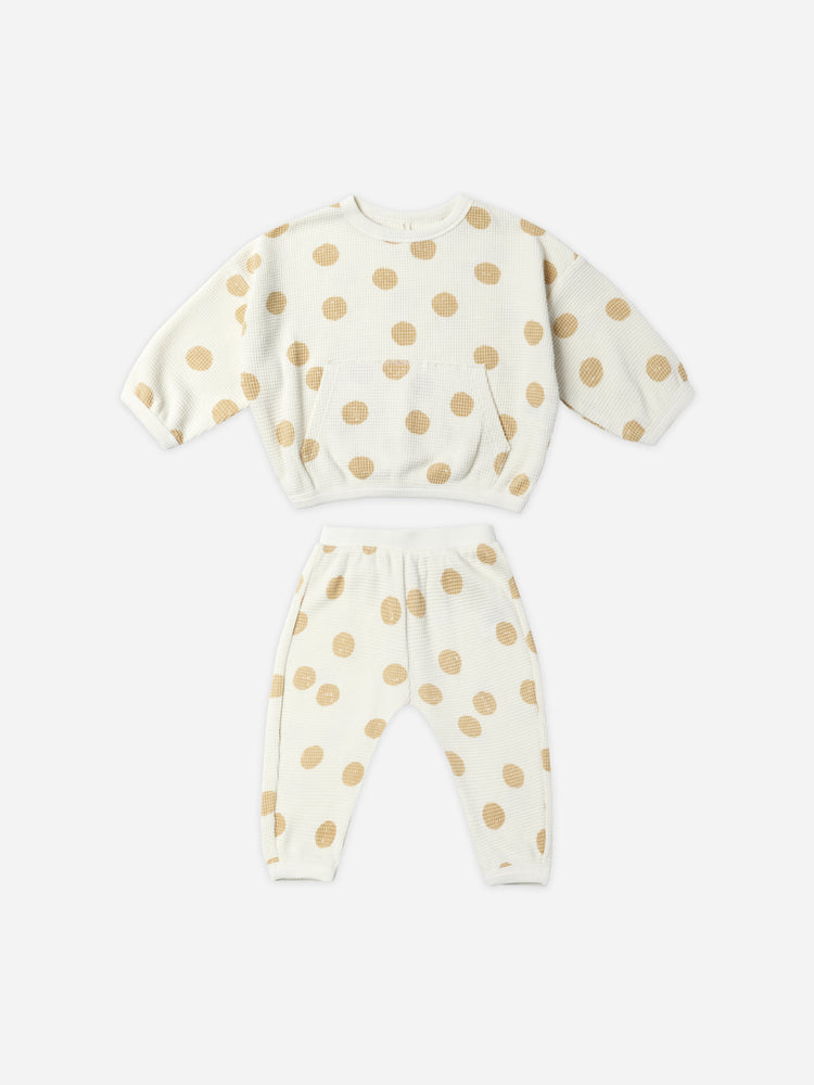 Waffle Sweater + Pant Set || Butter Dots