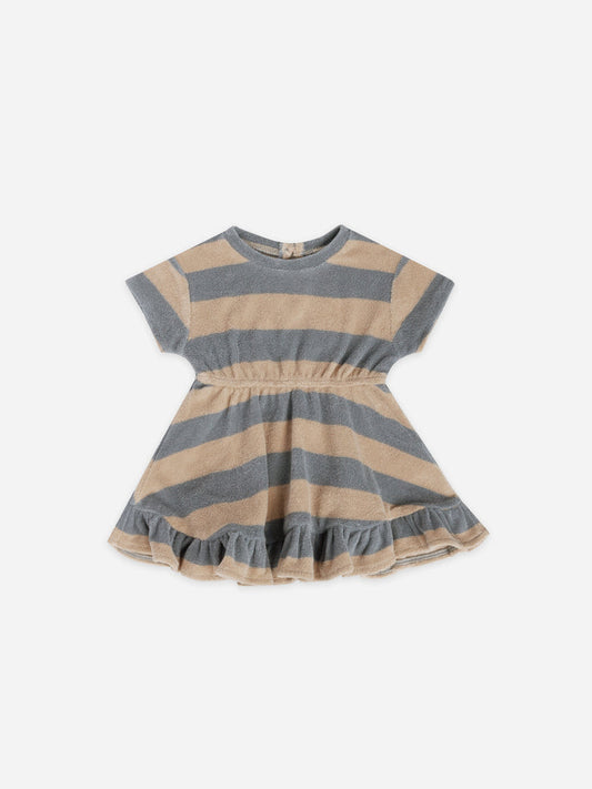 terry dress set | ocean + latte stripe