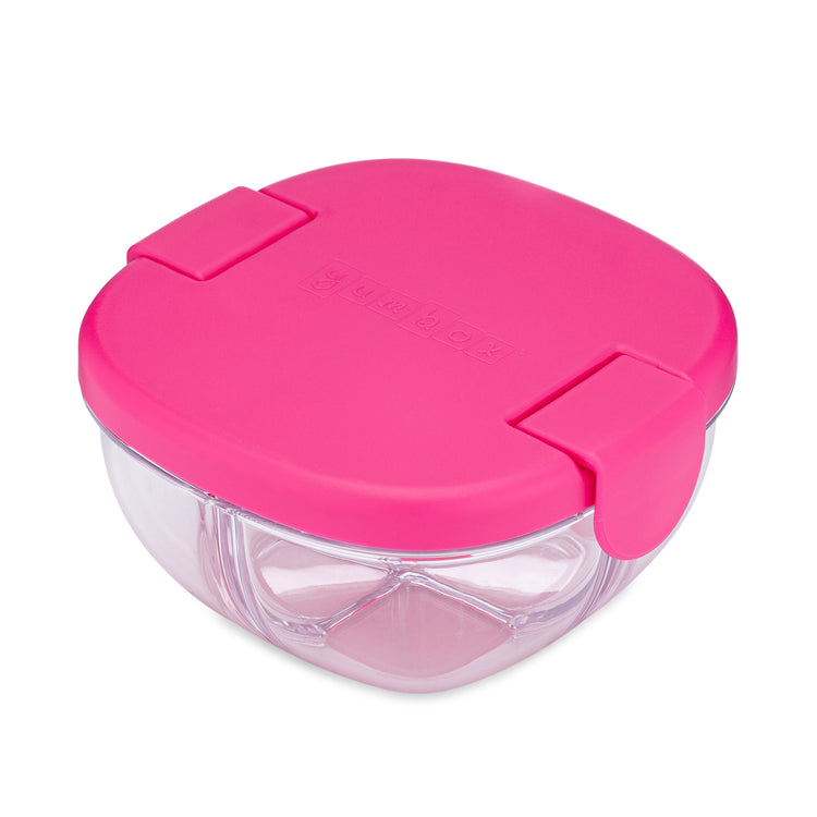 Leakproof Snack Bowl with 3 Compartments Raspberry Pink