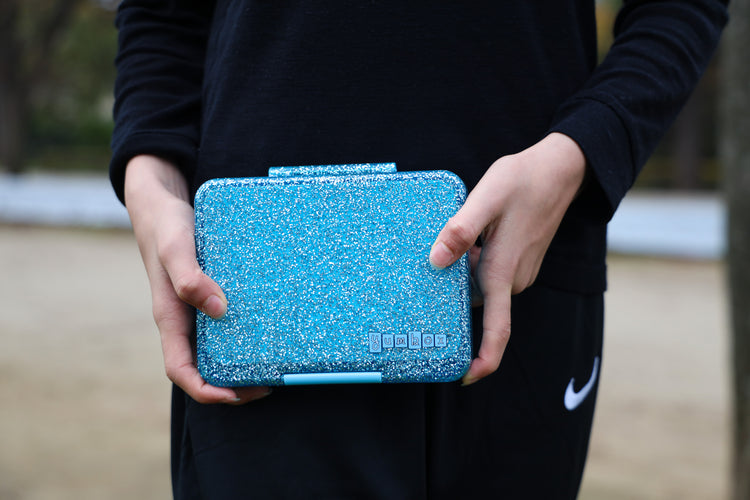 Snack Size Bento Lunch Box · Twinkle Teal Glitter