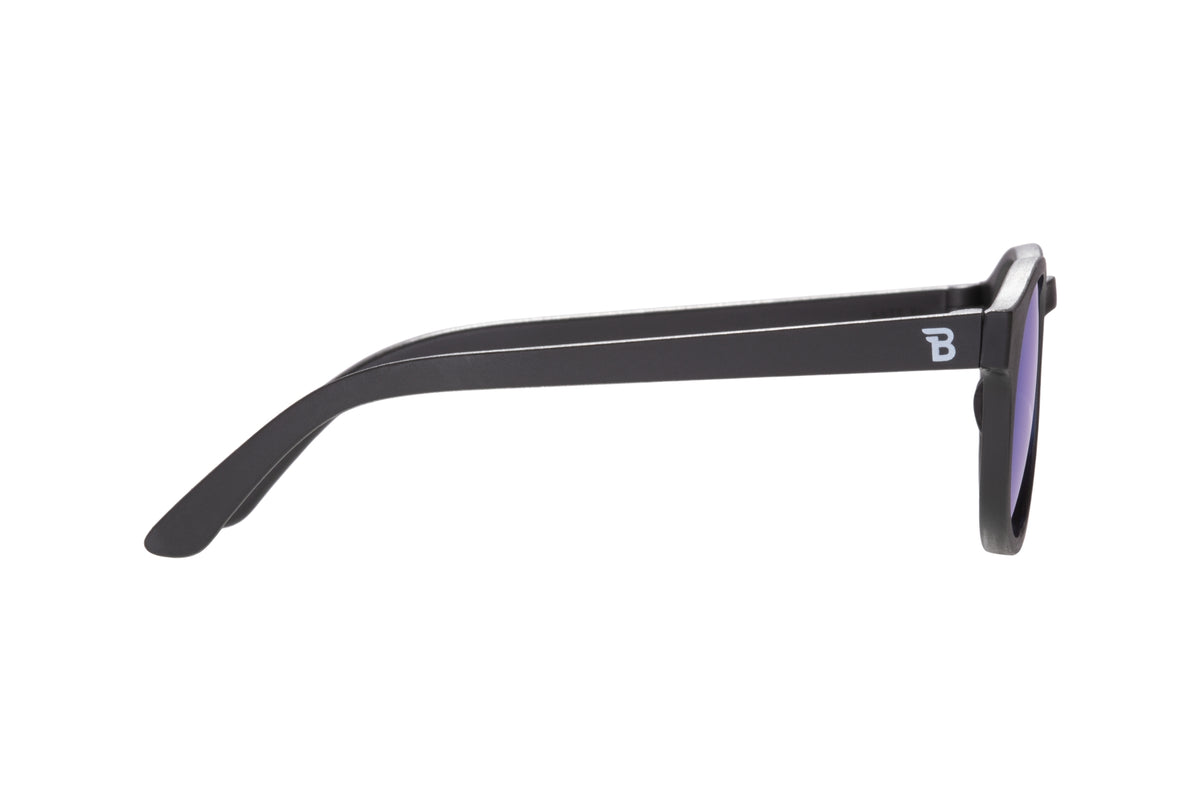 Jet Black w/ Cobalt Blue Lens Polarized Keyhole Sunglasses
