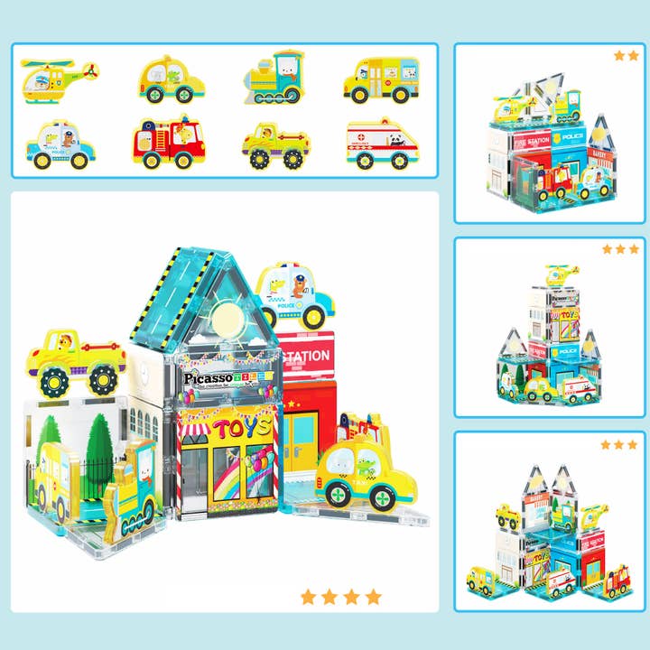 26pc Magnet Tile Building Blocks Metro City Themed