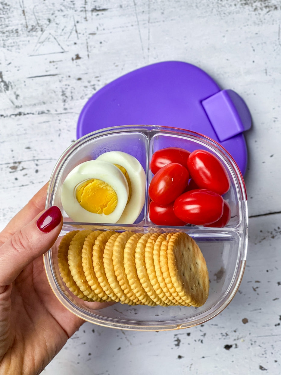 Compact Leakproof Snack Bowl with 3 Compartments Haze Purple