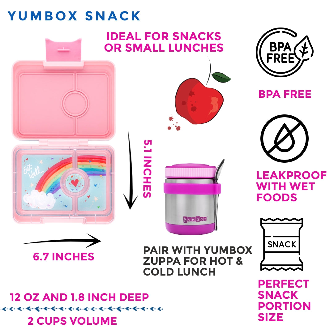 Snack Size Bento Lunch Box Coco Pink (Rainbow)