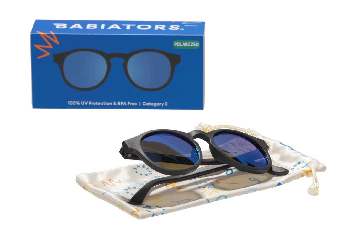 Jet Black w/ Cobalt Blue Lens Polarized Keyhole Sunglasses
