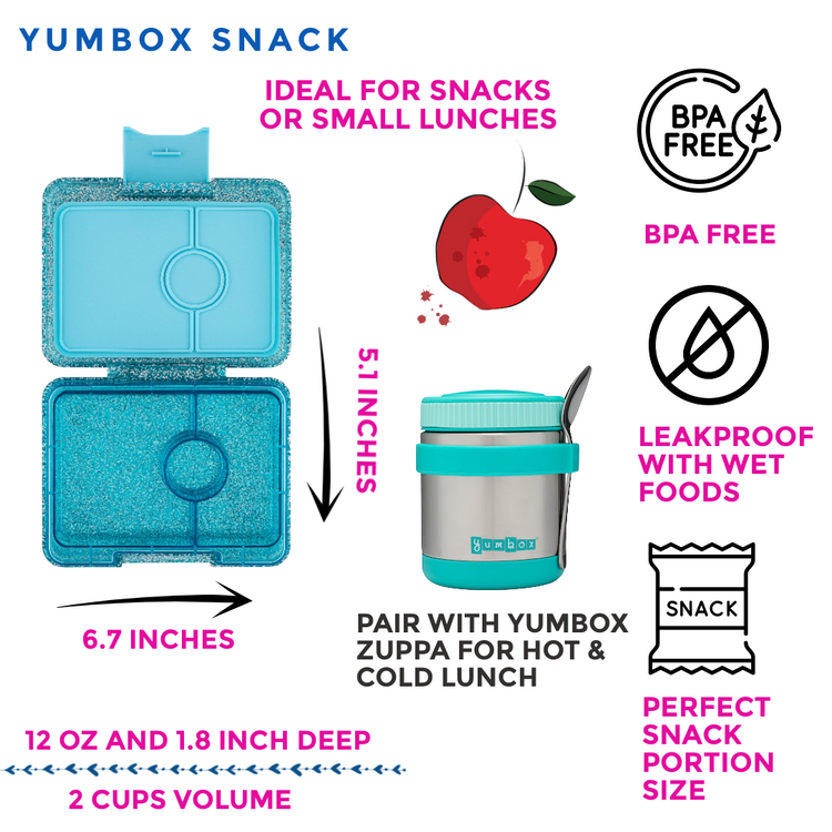 Snack Size Bento Lunch Box · Twinkle Teal Glitter