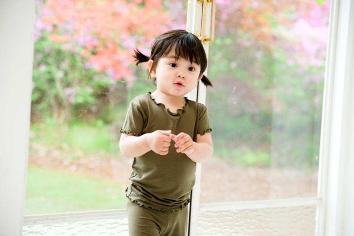 VAENAIT BABY Short Soft Shirring Cool Pajamas 2pcs Set Khaki