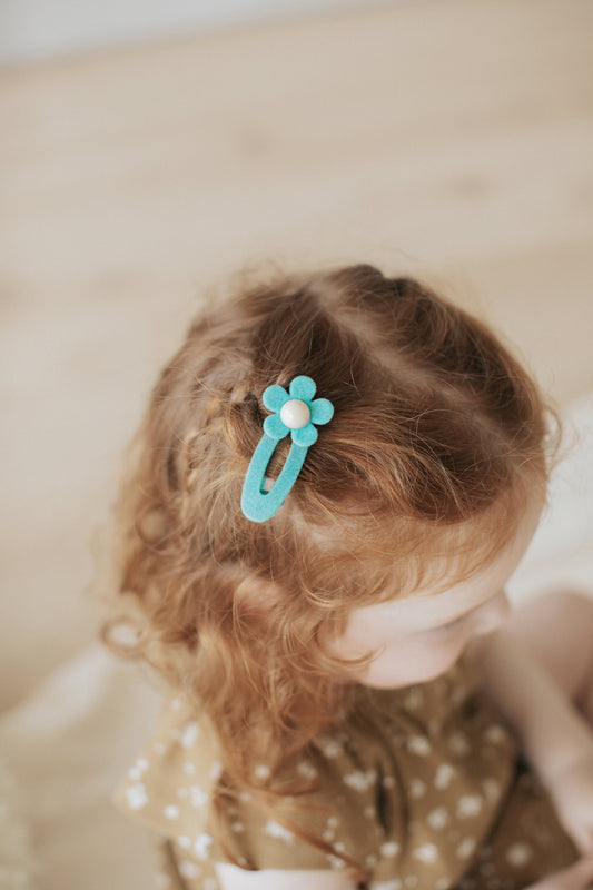 Velvet Flower Clip - Nile