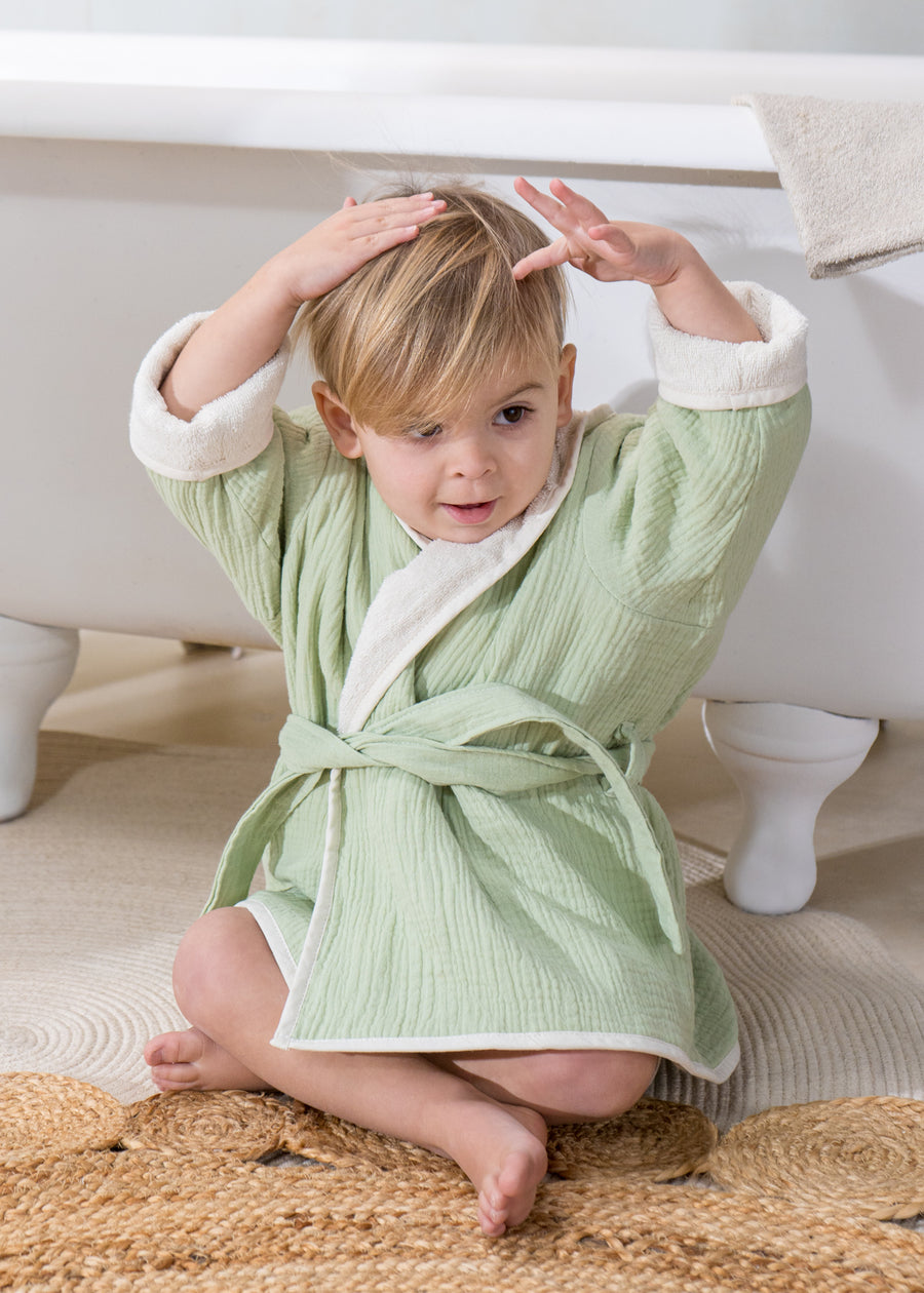 100% Organic Cotton Bathrobe - LIGHT SEAFOAM