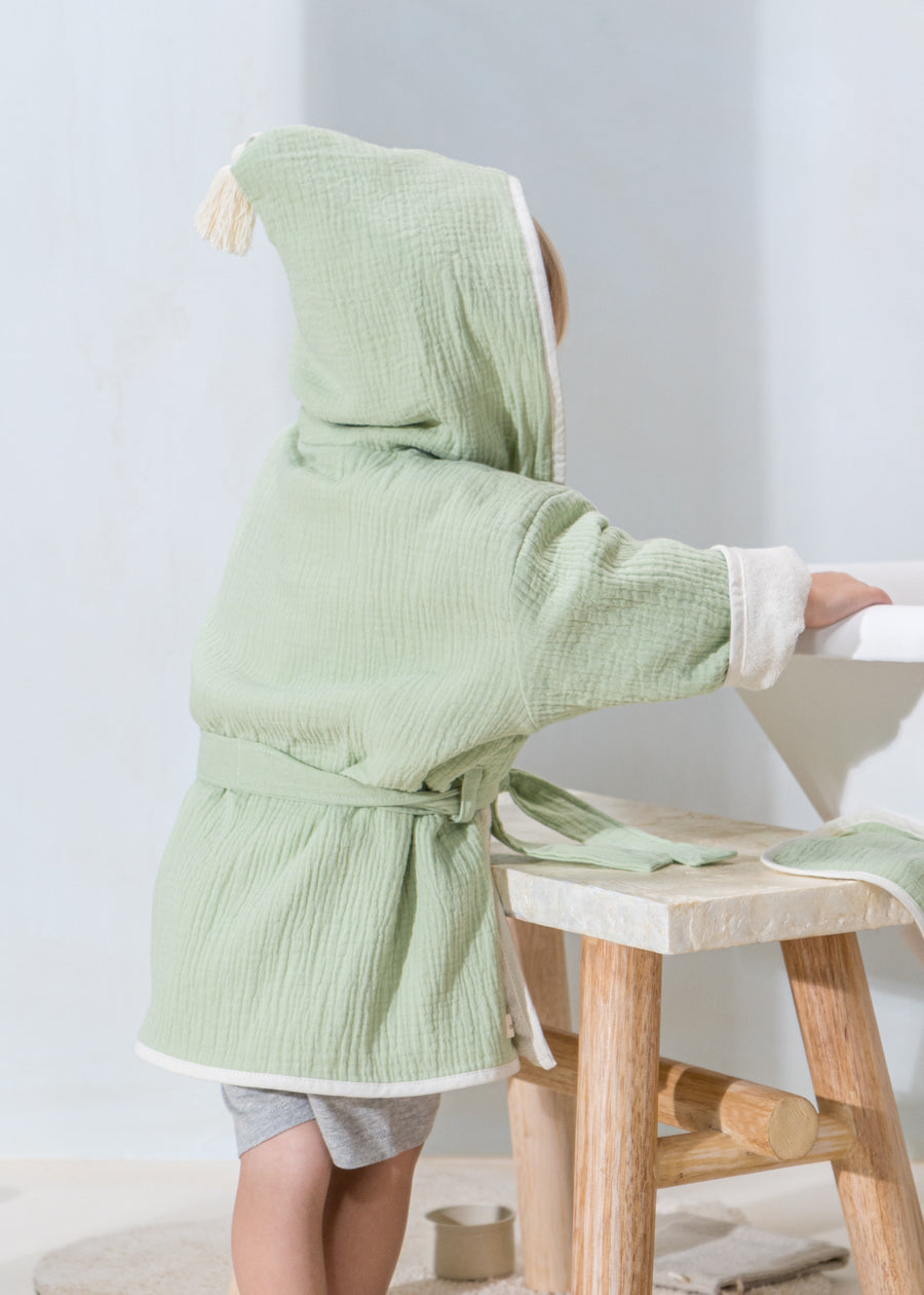 100% Organic Cotton Bathrobe - LIGHT SEAFOAM