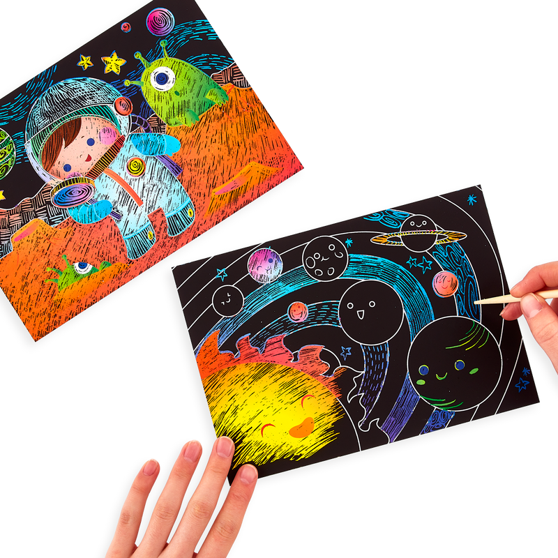 Space explorer scratch and scribble scratch art kit