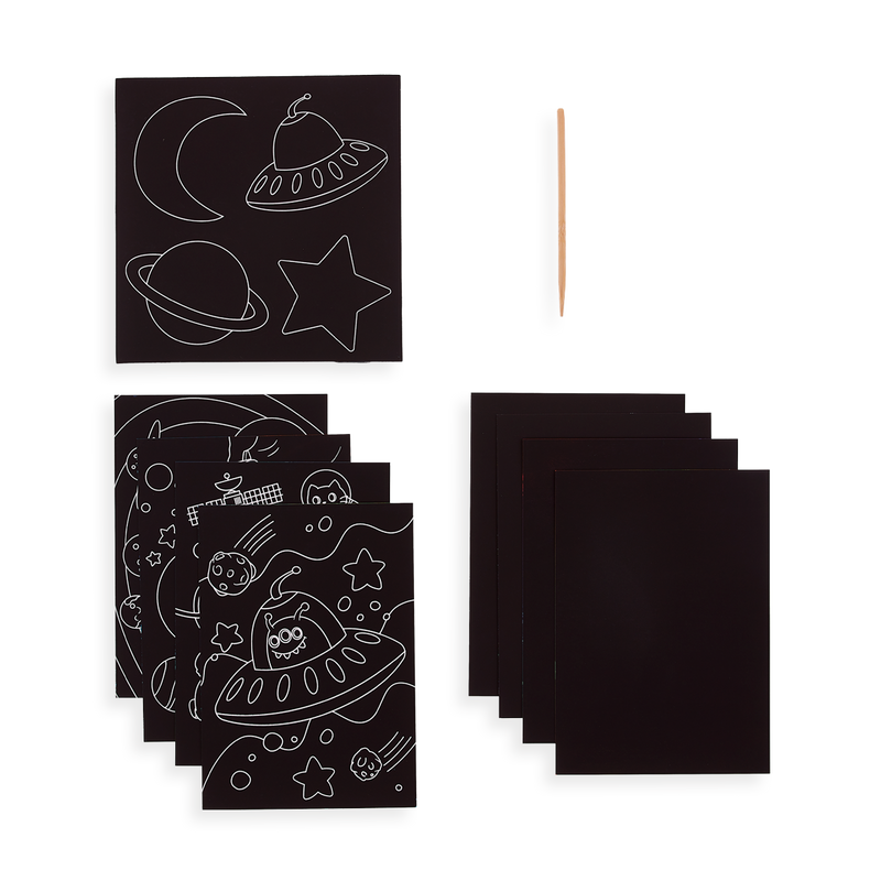 Space explorer scratch and scribble scratch art kit
