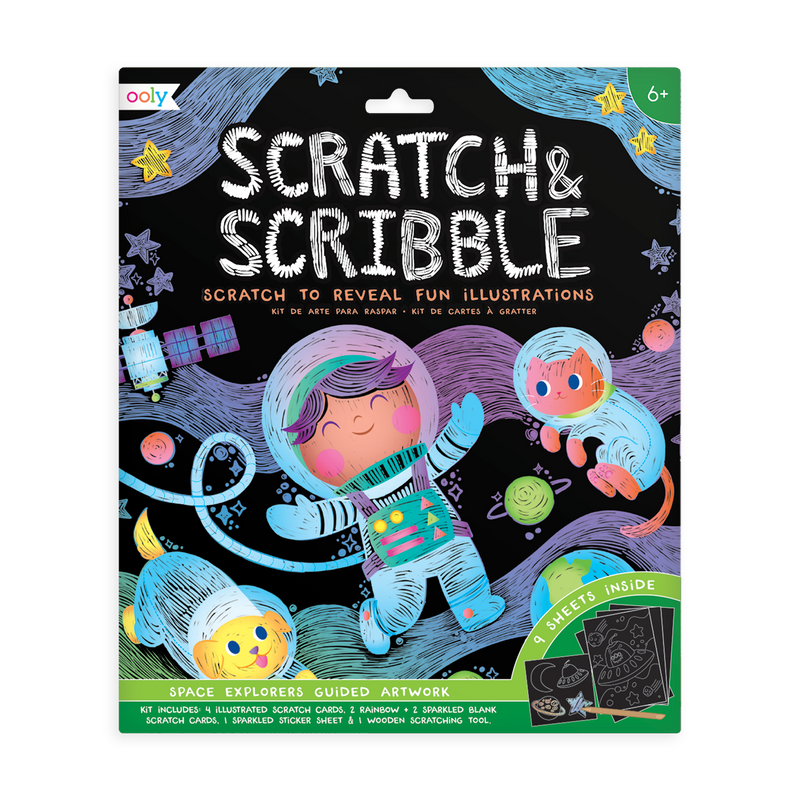 Space explorer scratch and scribble scratch art kit