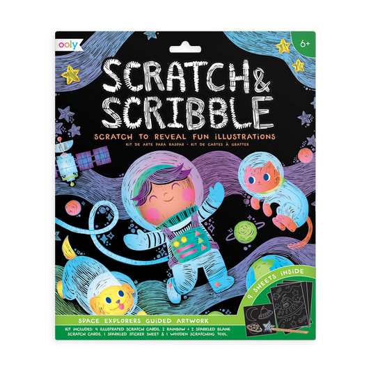 Space explorer scratch and scribble scratch art kit