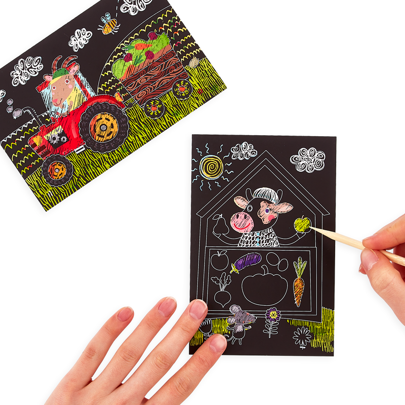 Farm animals scratch and scribble mini scratch art kit – LittleLeahCo