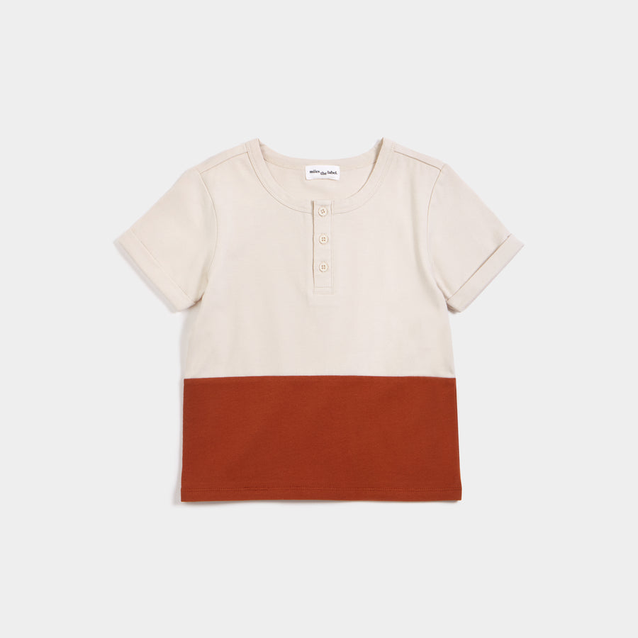 Sandstone Color Block Boy's Henley